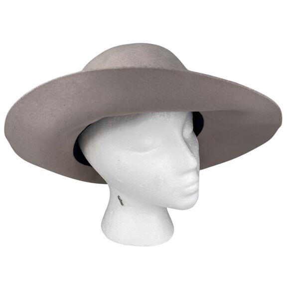 Karen Kane Wool Hat Crushable Water Repellant Taupe Black M/L New - Picture 2 of 10